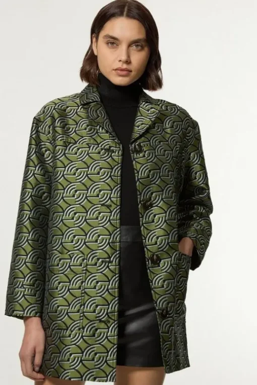 Geometric Jacquard Twill Tailored Jacket