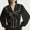 Georgette Draped Front Woven Blouse