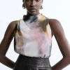 Georgette Draped Halter Woven Top
