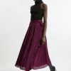Georgette Pleated Woven Midi Skirt