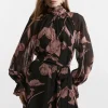 Georgette Tie Neck Woven Mini Dress