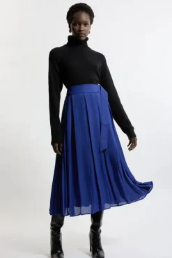 Georgette Woven Pleated Maxi Skirt