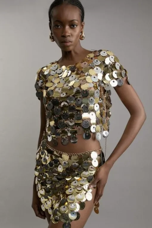 Gold And Silver Disc Sequin Co-Ord