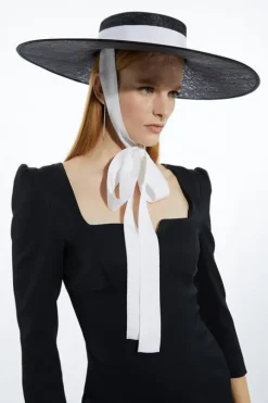 Grosgrain Tie Statement Boater Hat