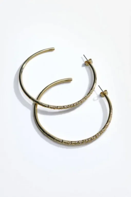 Hand Set European Crystal Sprinkle Large Hoop Earrings