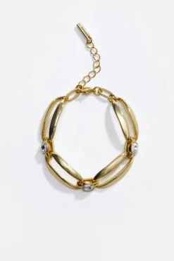 Hand Set European Crystal Ellipse Chain Bracelet
