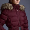 Heat Seal Puffer Belted Faux Fur Hood Jacket