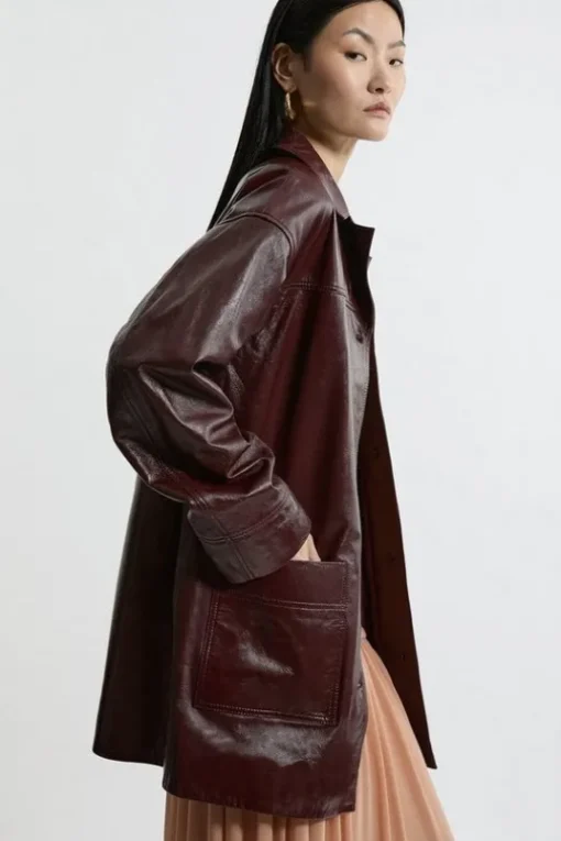 High Shine Leather Skirt Co-ord