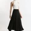 High Waisted Textured Knit Full Midaxi Skirt