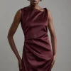 Italian Satin Asymmetrical Tailored Wrap Mini Dress