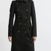 Italian Wool Blend Military Midi Coat