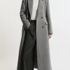 Italian Wool Mix Maxi Double Breasted Tailored Coat