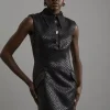Jacquard Tailored Mini Shirt Dress