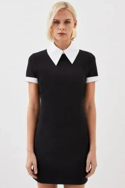 Jersey Cotton Poplin Collar Mini Dress