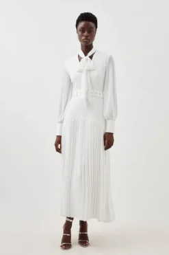 Jersey Ponte Georgette Mix Midi Dress