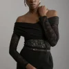 Lace And Jersey Crepe Off The Shoulder Bodysuit