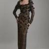 Lace Petal Applique Woven Midi Dress