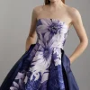 Large Scale Floral Print Woven Prom Mini Dress