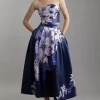 Large Scale Floral Print Woven Prom Midi Skirt
