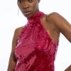 Layered Sequin Woven Halter Top