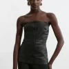 Leather Button Front Corest Top