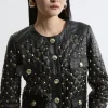 Leather Studded Quilted Trophy Jacket