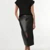 Leather Zip Detail Pencil Skirt