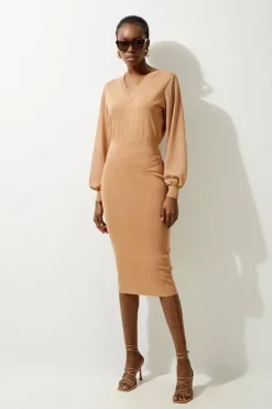Light Weight Summer Knit Midi Pencil Dress