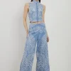 Linen Cutwork Embroidery Woven Pants