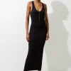 Lux Viscose Rib Jersey Racer Back Midi Dress