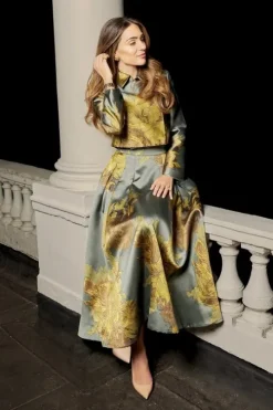 Lydia Millen Floral Jacquard Woven Midaxi Prom Skirt