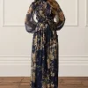 Lydia Millen Floral Ruffle Chiffon Maxi Dress