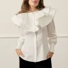 Lydia Millen High Neck Ruffle Woven Cotton Shirt
