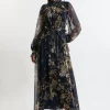Lydia Millen Petite Floral Ruffle Chiffon Maxi Dress