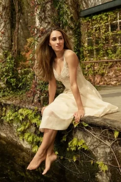Lydia Millen Petite Lace Organdie Woven Strappy Dress