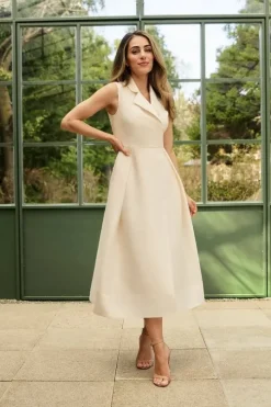 Lydia Millen Petite Taffeta Full Skirt Tailored Wrap Shirt Midaxi Dress