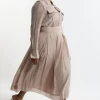 Lydia Millen Plus Size Organdie Woven Pleated Midi Skirt