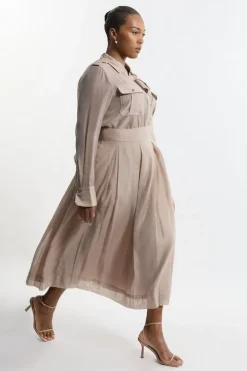 Lydia Millen Plus Size Organdie Woven Pleated Midi Skirt