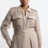 Lydia Millen Plus Size Pocket Detail Organdie Woven Shirt
