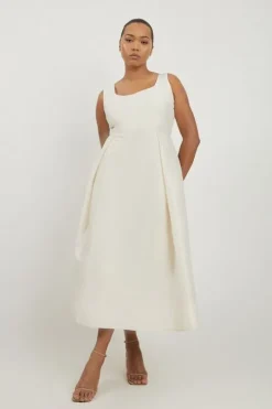 Lydia Millen Plus Size Taffeta Full Skirt Tailored Midi Dress