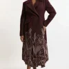 Lydia Millen Plus Size Wool Blend Floral Cutwork Flared Skirt Midaxi Coat