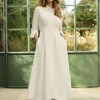 Lydia Millen Premium Tailored Linen Darted Waist Midi Dress
