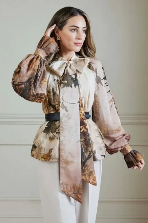 Lydia Millen Silk Cotton Border Print Blouse
