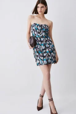 Marble Jacquard Bustier Mini Dress