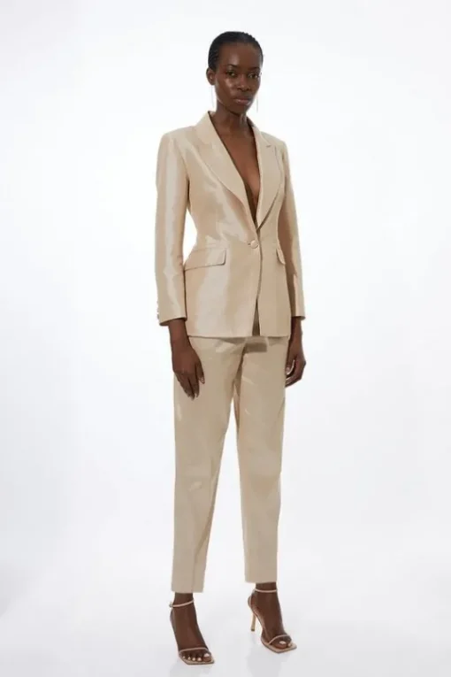 Metallic Taffeta Tailored Suit Set