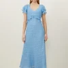 Metallic Viscose Georgette Angel Sleeve Maxi Dress