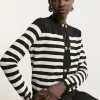 Military Stripe Rib Knit Cardigan