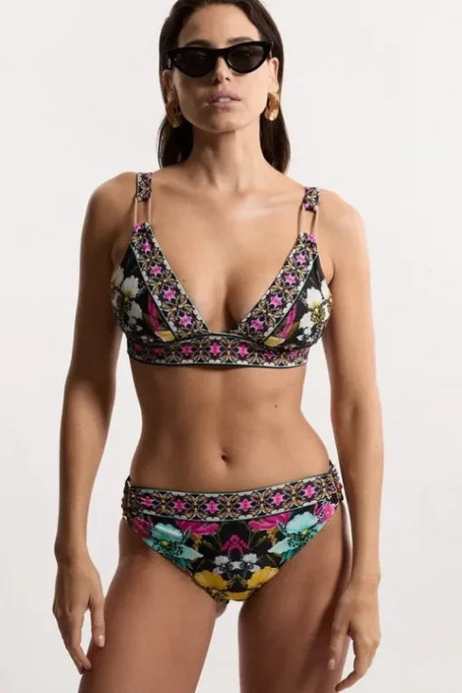 Mirror Print Plunge Bikini Bottoms