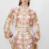 Mirrored Floral Viscose Linen Mini Dress