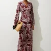 Mixed Printed Viscose Crepe Button Front Blouse
